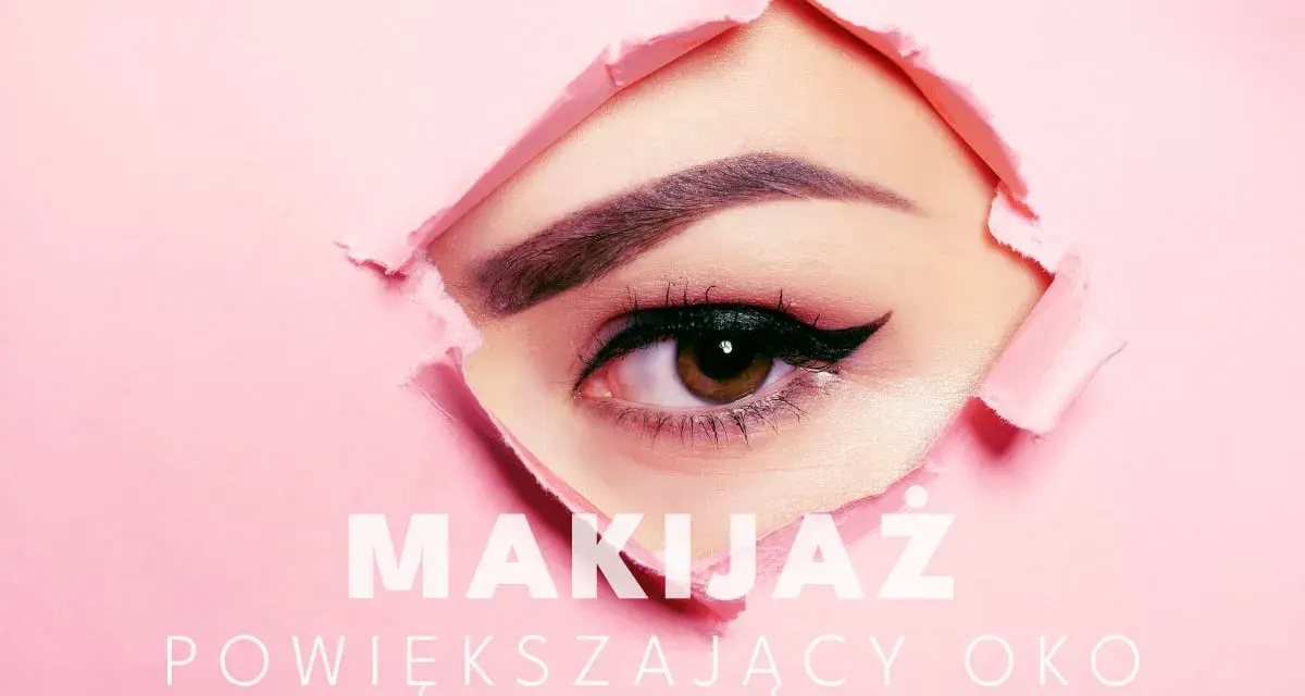 Kreska na dolnej powiece podkreśla spojrzenie. Makijaż powiększający oko.