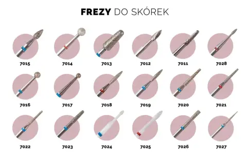 Różne frezy do skórek i ściągania hybrydy. Wybierz idealny frez do swojej pracy.