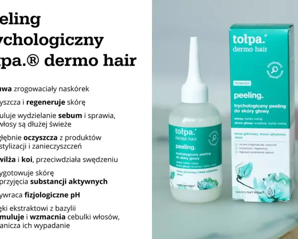Peeling trychologiczny Tołpa dermo hair do skóry głowy przetłuszczającej się. Oczyszcza, regeneruje i reguluje sebum, zapewniając dłużej świeże włosy.